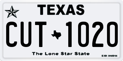 TX license plate CUT1020