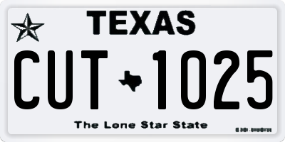 TX license plate CUT1025