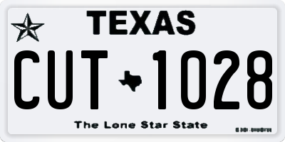 TX license plate CUT1028