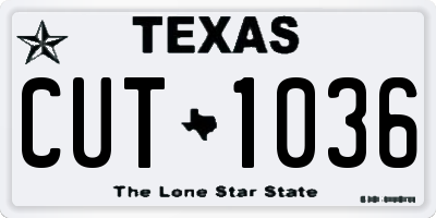 TX license plate CUT1036
