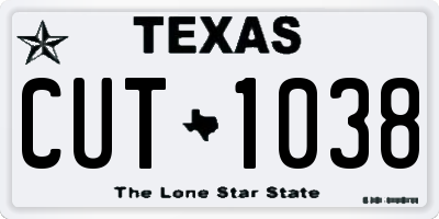 TX license plate CUT1038