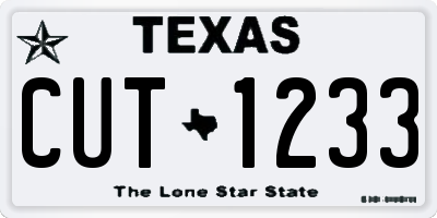 TX license plate CUT1233