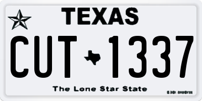 TX license plate CUT1337
