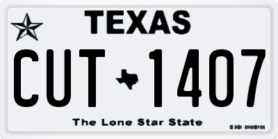 TX license plate CUT1407