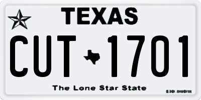 TX license plate CUT1701