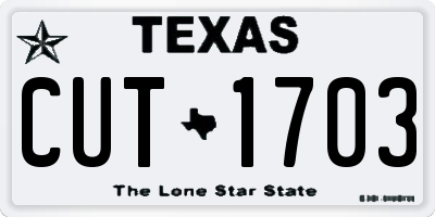 TX license plate CUT1703
