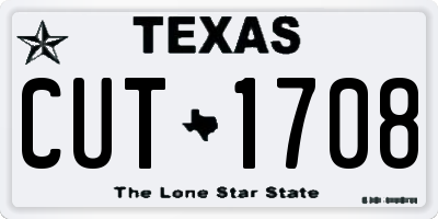 TX license plate CUT1708