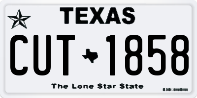 TX license plate CUT1858