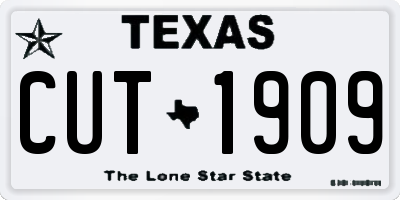 TX license plate CUT1909