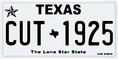 TX license plate CUT1925