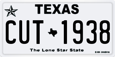 TX license plate CUT1938