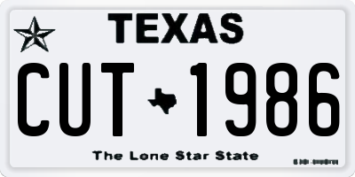 TX license plate CUT1986