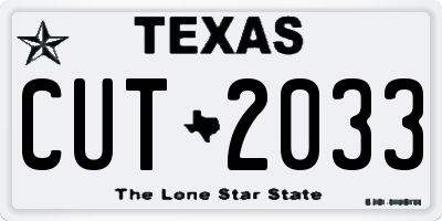 TX license plate CUT2033