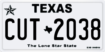 TX license plate CUT2038