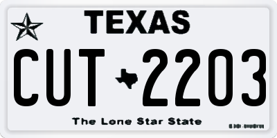 TX license plate CUT2203