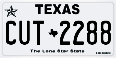 TX license plate CUT2288