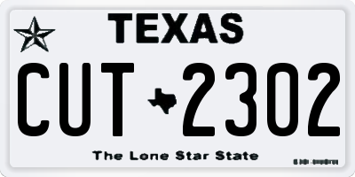 TX license plate CUT2302