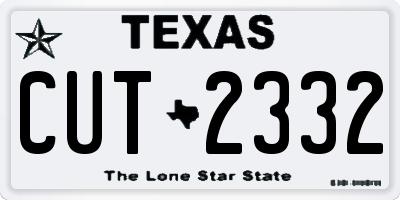 TX license plate CUT2332