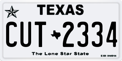 TX license plate CUT2334