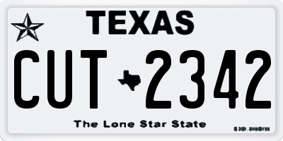 TX license plate CUT2342