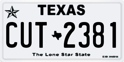TX license plate CUT2381