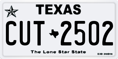 TX license plate CUT2502
