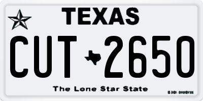 TX license plate CUT2650