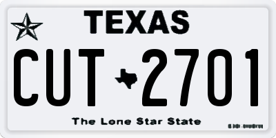 TX license plate CUT2701