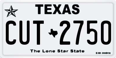 TX license plate CUT2750