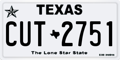 TX license plate CUT2751