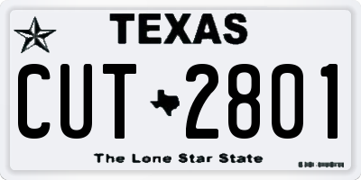TX license plate CUT2801
