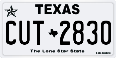 TX license plate CUT2830