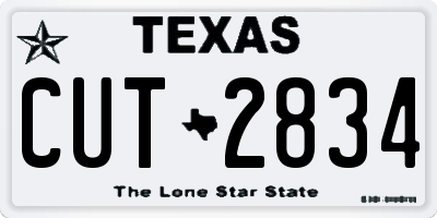 TX license plate CUT2834