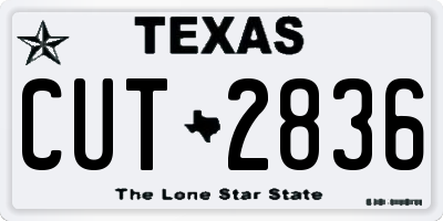 TX license plate CUT2836