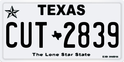 TX license plate CUT2839