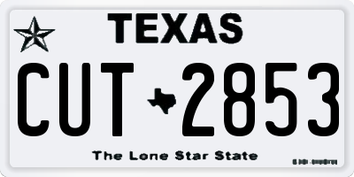 TX license plate CUT2853