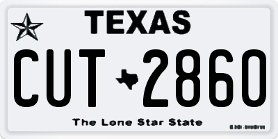 TX license plate CUT2860