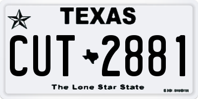 TX license plate CUT2881