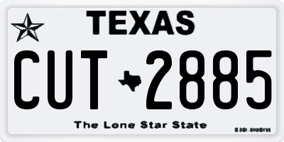 TX license plate CUT2885