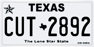 TX license plate CUT2892