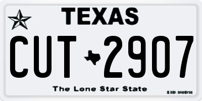 TX license plate CUT2907