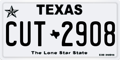 TX license plate CUT2908