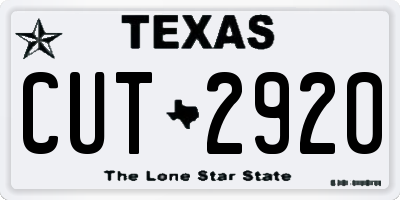 TX license plate CUT2920
