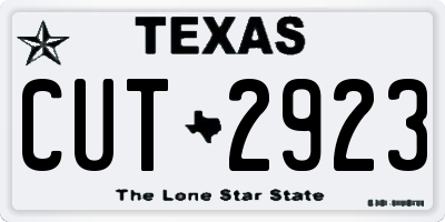 TX license plate CUT2923