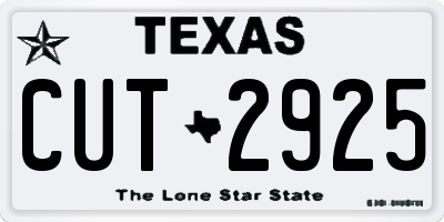 TX license plate CUT2925