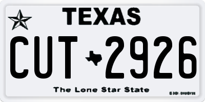 TX license plate CUT2926