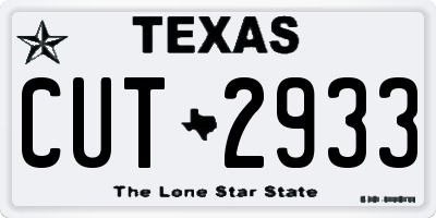 TX license plate CUT2933