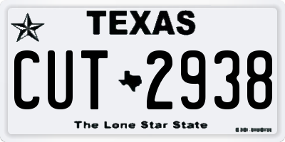 TX license plate CUT2938