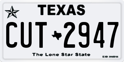 TX license plate CUT2947