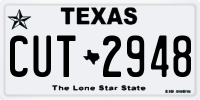 TX license plate CUT2948